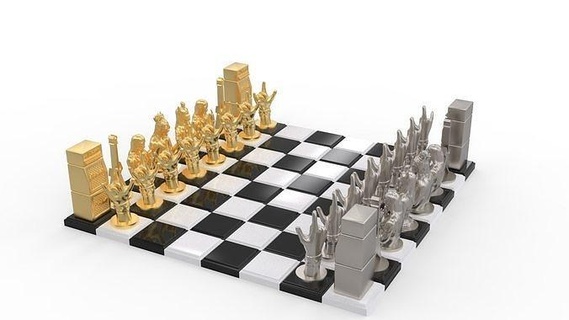 scacchi impostato 04 cavaliere Regina re pedone Giochi giocattoli medievale tavola torri vescovi cavalieri pedine cartone animato giocattolo arma militare 3d print model - Mito3D