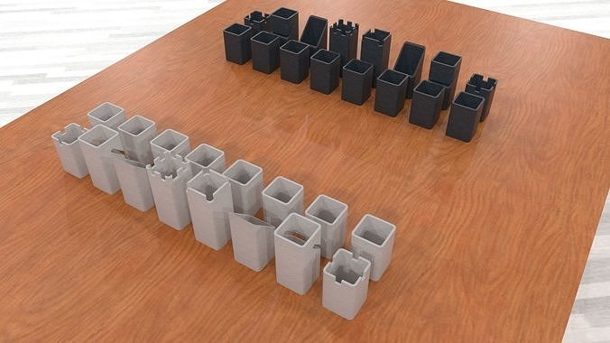 schach einstellen 2 druckbar spielplan herausforderung intelligenz königin stück ritter verstand pfand bischof turm spiel spiele spielzeuge tafel 3D print model - Mito3D
