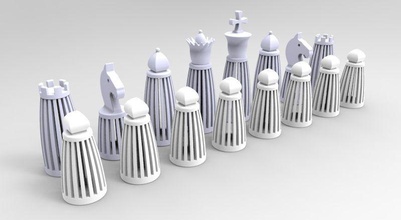 chess set 3d print model pawn bishop queen king knight rook printable strategy game sports toys board games piece logic 3d print model - Mito3D