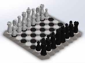 hexágono conformado ajedrez conjunto tablero rey reina obispo caballero torre empeñar juegos juguetes stl archivos 3mf modelo 3d impresión obj 3d print model - Mito3D