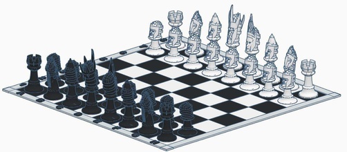 xadrez conjunto medieval cavaleiro bispo penhor torre rei rainha branco preto verificador clássico lindo brinquedo jogos brinquedos borda 3d print model - Mito3D