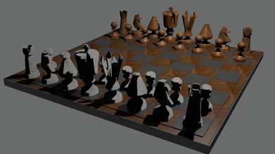 chessboard chess board pieces pedestrians king queen horse soldier tower wood metal steel satin war combat clash poly game attack table games toys 3d print model - Mito3D