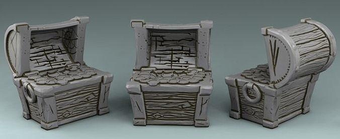 chest of gold container furniture one sculpture storage stylized clashofclans art box games toys board 3d print model - Mito3D