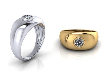 chevalier central pedra banda anel joalheria luxo ouro platina precioso gema brilhante diamante moda beleza brilhando prata esterlina noivado roupa diamantado argolas 3d print model - Mito3D