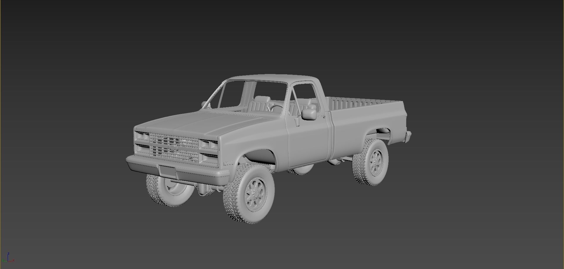 chevrolet c-k regular cab 1986 car cars hobby american auto automotive silverado pickup model printcar print drive rc toy plastic wheel diy 3D print model - Mito3D