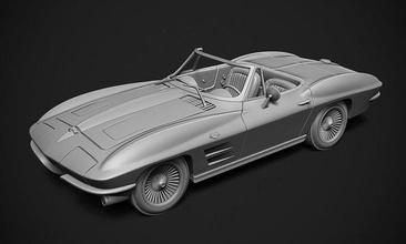 chevrolet korvet acı ışın araba kas eski nostaljik 1964 klasik popüler spor araç sanat 3d print model - Mito3D