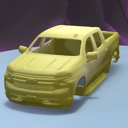 chevrolet silverado tripulación 2019 imprimible coche vehiculo cuerpo espacio scalextric Tamiya rc miniz controlar tractor ninco kyosho scx axial juegos juguetes juego accesorios 3D print model - Mito3D