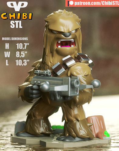 chewbacca chibi 3d baskı stl oyunlar oyuncaklar 3D print model - Mito3D
