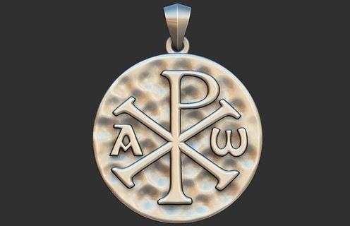 chi-rho px medal chirho chi rho jesus christ symbol christian religion religious bible cross medallion relief pendant printable catholic xi xp p x jewelry pendants 3d print model - Mito3D