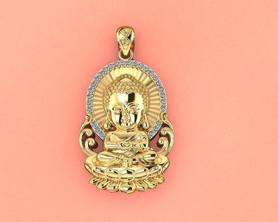 chibi Bouddha pendentif or bijoux luxe argent pendentifs 3d print model - Mito3D