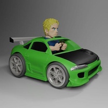 brian eclipse chibicar 3 chibi carro mitsubishi oconner veículo lanceiro velozes criança capuz automotivo evolução cabelo jogos brinquedos borda pneu roda 3d print model - Mito3D