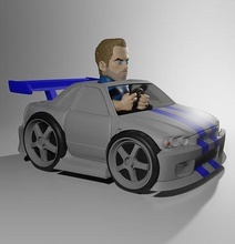 chibi car - nissan skyline brian oconner wheel drive tire fast tyre vehicle race racing games toys 3d print model - Mito3D