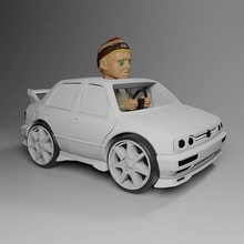 chibi macchina 7 jes volkswagen jetta jesse veicolo ruota berlina veloce corsa pneumatico guidare conducente giochi giocattoli miniature veicoli capelli 3d print model - Mito3D