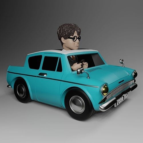 chibi wagen no 17 harry töpfer fahrzeug klassisch limousine karikatur mädchen spiele spielzeuge reifen rad charakter haar 3D print model - Mito3D