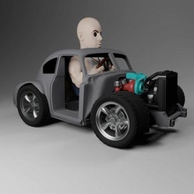 chibi coche vehiculo 27 dom flota chibicar cabello carrera cuerpo carreras camión 3dprint juegos juguetes dibujos animados personaje juguete neumático 3d print model - Mito3D