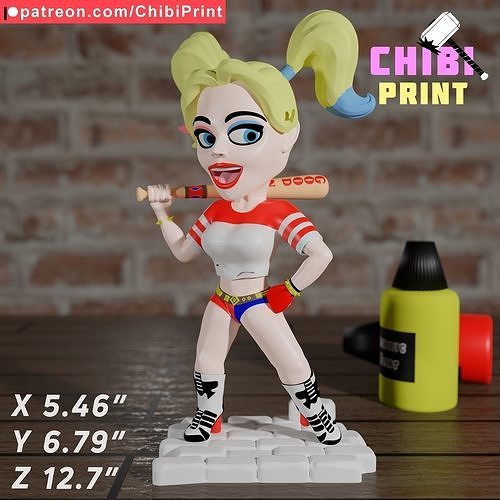 chibi harley quinn wunder comix dc mcu film zahl sammlerstücke gog spiele spielzeuge batman joker 3D print model - Mito3D