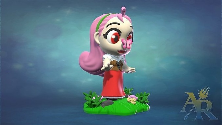 chibi povos colheita lua fazenda jogos fofa miniatura esculpir menina arte esculturas 3d print model - Mito3D