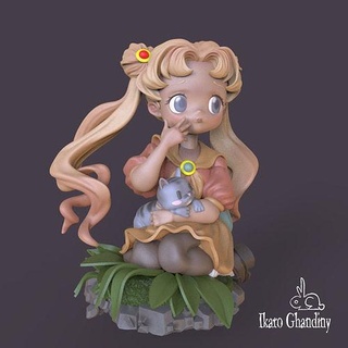 Chibi Serena neko Anime Sailor Moon niedlich süß Manga Japan japanisch Asien usagi Matrose Venus Katze Klemme Kunst Tier Charakter Mädchen Skulpturen 3d print model - Mito3D