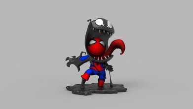 chibi araignée venin 3d impression modèle homme marver lutin carnage jeux jouets 3d print model - Mito3D