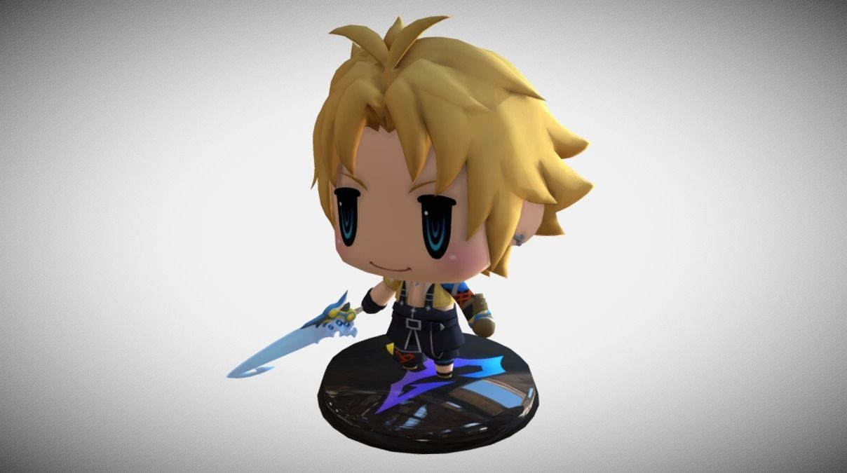 chibi tidus mundo of final fantasía figura figurilla final ffx finalfantasy10 juegos juguetes personaje 3D print model - Mito3D