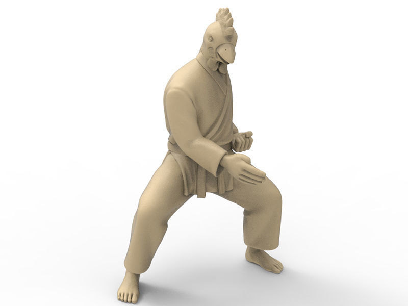 pollo chuleta art de chop el karate acción figura actionfigure super héroe carácter animal humanos híbrida hombre juguete los juguetes la impresión imprimible marcial las esculturas 3D print model - Mito3D
