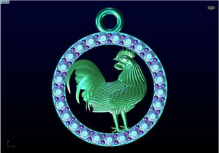 chicken pendant jewelry gold silver diamond design gem fashion rhino matrix zbrush pendants 3d print model - Mito3D