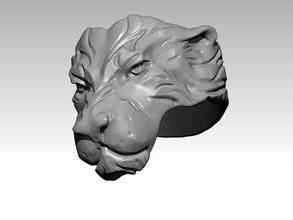 jefe animal salvaje Tigre hombre anillo detallado enojado siberiano león puma cazador cabeza Moda joyería súper juego mujer imprimible cnc 3d print model - Mito3D