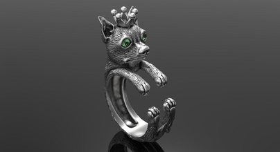 chihuahua ring tier bio schmuck silber gold druckbar mode ringe 3d print model - Mito3D