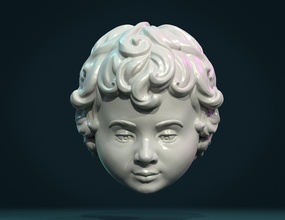 child head i face curls scrolls baroque sculpture art sculptures 3d print model - Mito3D
