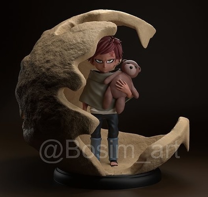 childhood gaara - naruto anime character figure 3d 3dprinting zbrush child zerotribe games toys art sculptures 3d print model - Mito3D