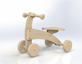niños bicicleta madera figura rueda niño hombre miniatura conceptual divertido ocio mueble cuerpo mujer estatua jugar actividad preescolar aislado blanco juegos juguetes 3d print model - Mito3D