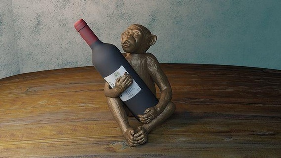 chimpances porta vino sculpture art wine stand decor statue animals nature house 3d print model - Mito3D