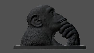 schimpanse statue affe modell skulptur cnc druckbar 3d drucken carving stl obj zbrush kunst skulpturen 3d print model - Mito3D