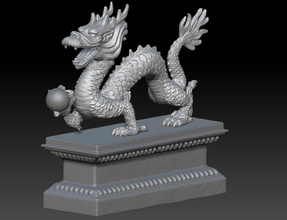 china dragon art stonework legend sculpture mythology statue statuette reptile asian asiatic asia chinese oriental ancient japan fantasy luck sculptures 3d print model - Mito3D