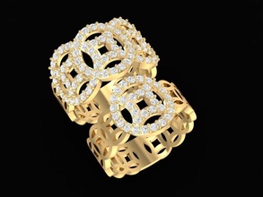 china fengshui wedding ring 2369 jewelry fashion accessories gold diamond design asian rings 3d print model - Mito3D