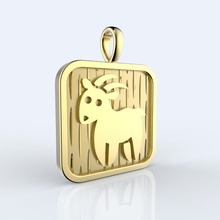 chinês 12 animais zodíaco pingente ovelha amuleto cafajeste china emblema fortuna ouro horóscopo medalha colar placa prata símbolo tradicional charme joalheria pingentes 3d print model - Mito3D