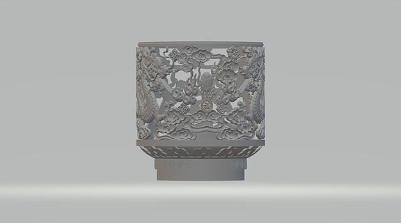 chinese ancient bronze ware three tripod furnace eared incense stove interior art sculptures architectural decoration ding house decor dragon 3d print model - Mito3D