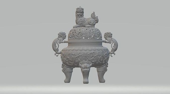 chinese ancient bronze ware three tripod furnace eared incense stove interior art sculptures architectural decoration ding house decor 3d print model - Mito3D