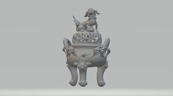 chinese ancient bronze ware three tripod furnace eared incense stove interior art sculptures architectural decoration ding house decor 3d print model - Mito3D