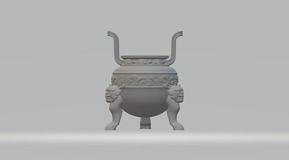 chino antiguo bronce mercancía trípode horno orejas incienso estufa interior Arte esculturas arquitectónico decoración timbre casa 3d print model - Mito3D