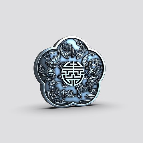 chinois personnage or sculpture 3d modèle cnc ruban badge manteau bras argent Lion Aigle armure souris symboles art pièces monnaie badges 3D print model - Mito3D