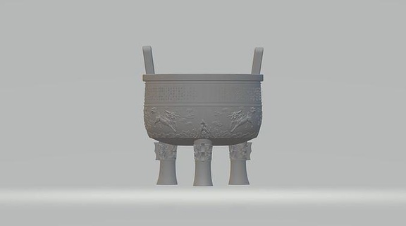 Chinesisch ding Ofen Weihrauch Stativ Bronze ohrig Herd Innere Kunst Skulpturen architektonisch Dekoration uralt Ware Haus Dekor 3d print model - Mito3D