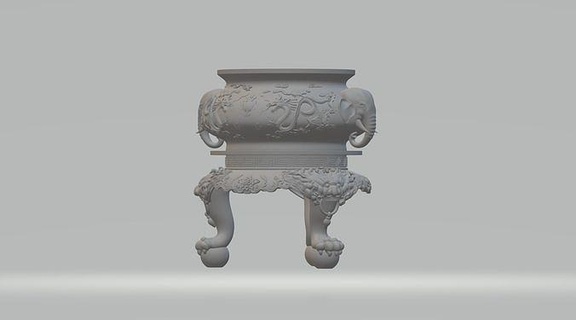 chinês ding forno incenso tripé bronze orelhudo fogão interior arte esculturas arquitetônico decoração antigo louça elefante Dragão casa 3d print model - Mito3D