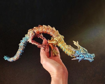 chinês dragão açao figura 3d articulado bjd fle flexível posable impresso desing padronizar pare movimento estatueta jogos brinquedos 3d print model - Mito3D