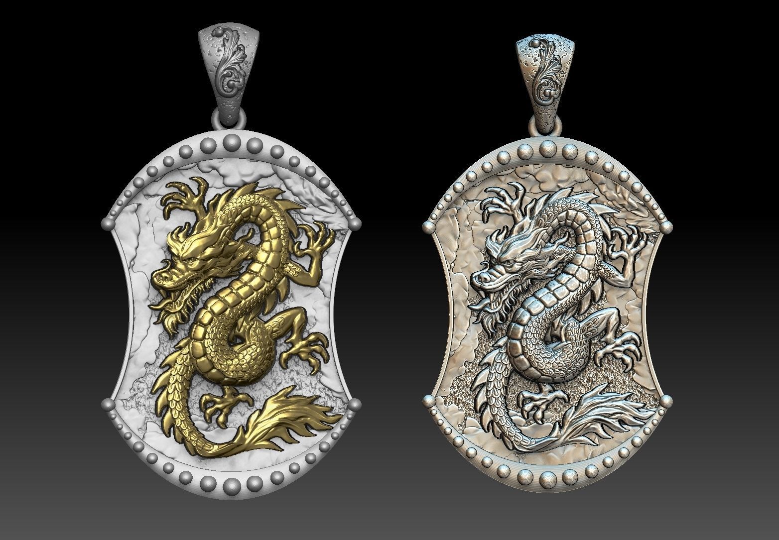 chinese dragon pendant jewelry east asian lung legendary creatures mythology folklore ancient antique mythical monsrter animal liver traditional wealth pendants 3D print model - Mito3D