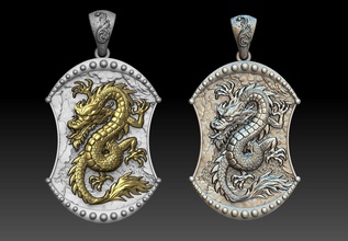 chinois dragon pendentif bijoux asiatique poumon légendaire créatures mythologie folklore ancien antique mythique monstre animal foie traditionnel richesse pendentifs 3d print model - Mito3D