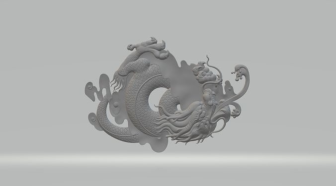 chinês Dragão estátua 3d modelo personagem fantasia criatura escultura vitrine réptil Bravo animal monstro arte esculturas 3D print model - Mito3D