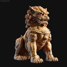 chinese guardian lion foo dog ancient statue traditional asia religion oriental temple chinatown monastery historic sculptures dragon art 3d print model - Mito3D