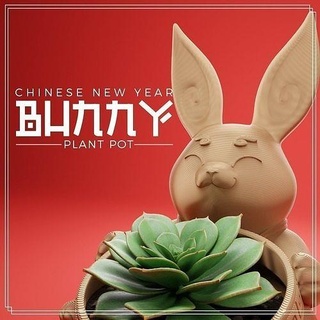 chinese new year-rabbit plant pot-print place- supports bunny rabbit character easter cartoon pot year pla 3dprint animals art cute garden house decor planter 3d print model - Mito3D