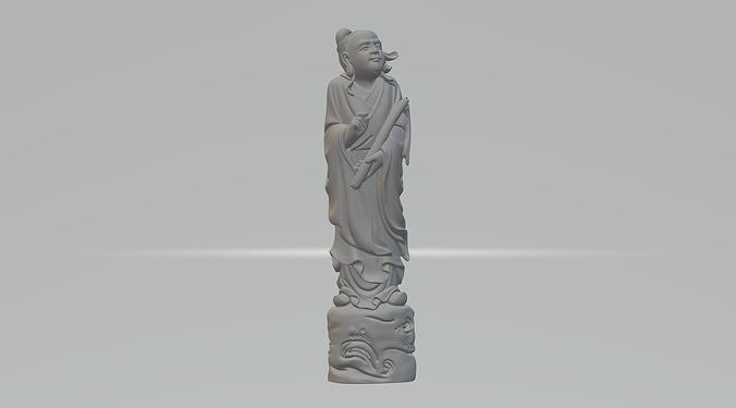Cinese studioso 3d modello buddha scultura statua meditazione buddismo stampabile divinità Dio religione 3dsmax zbrush Drago astratto arte script modellazione miniature figurine sculture 3D print model - Mito3D